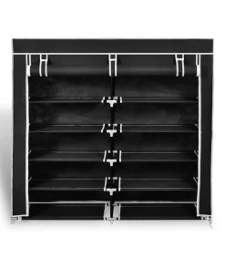 Schoenenkast met hoes 115x28x110 stof zwart