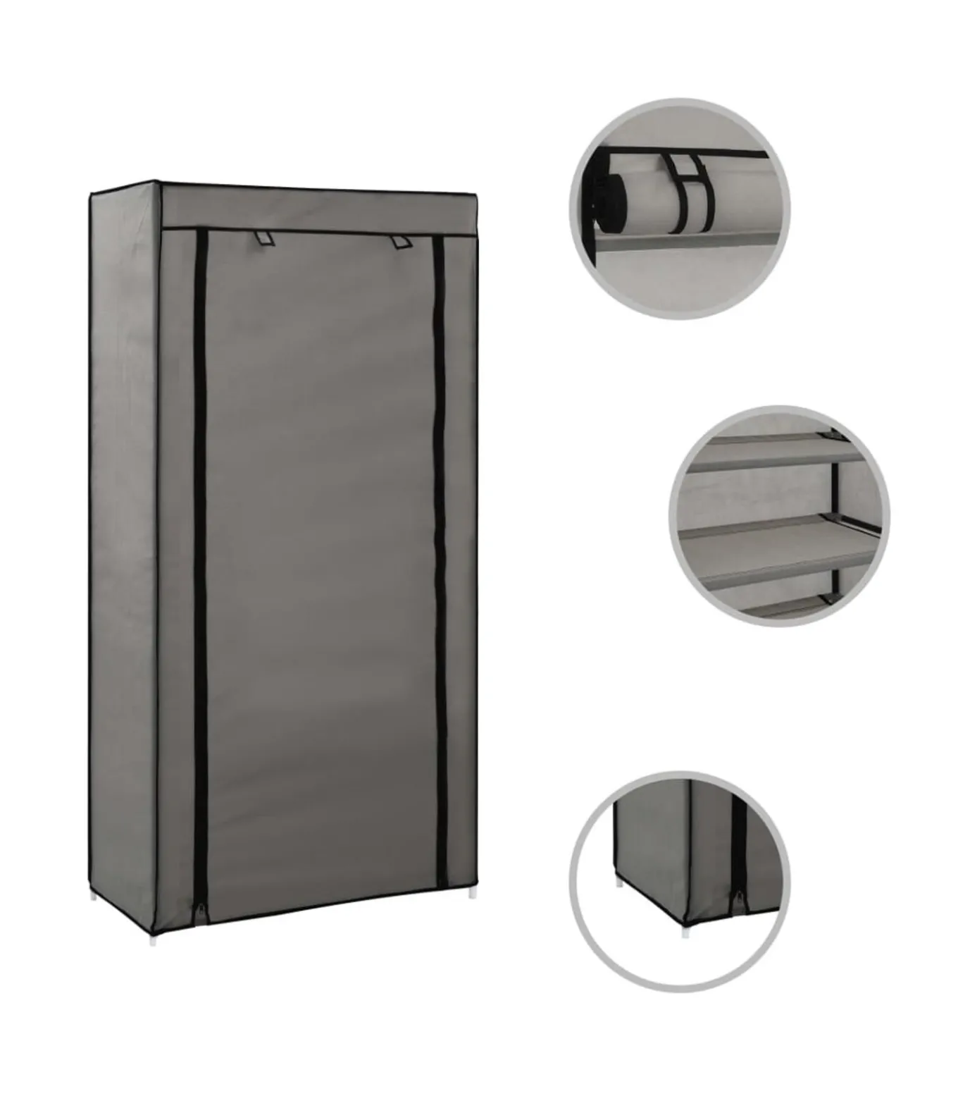 Schoenenkast met hoes 58x28x106 cm stof grijs