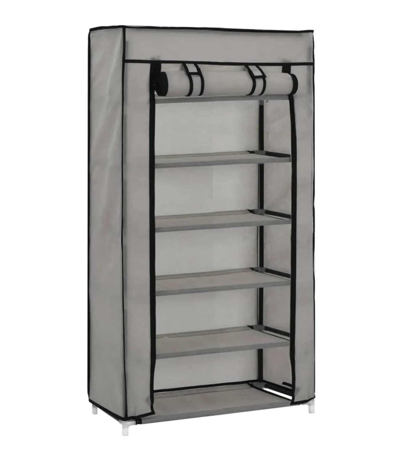 Schoenenkast met hoes 58x28x106 cm stof grijs