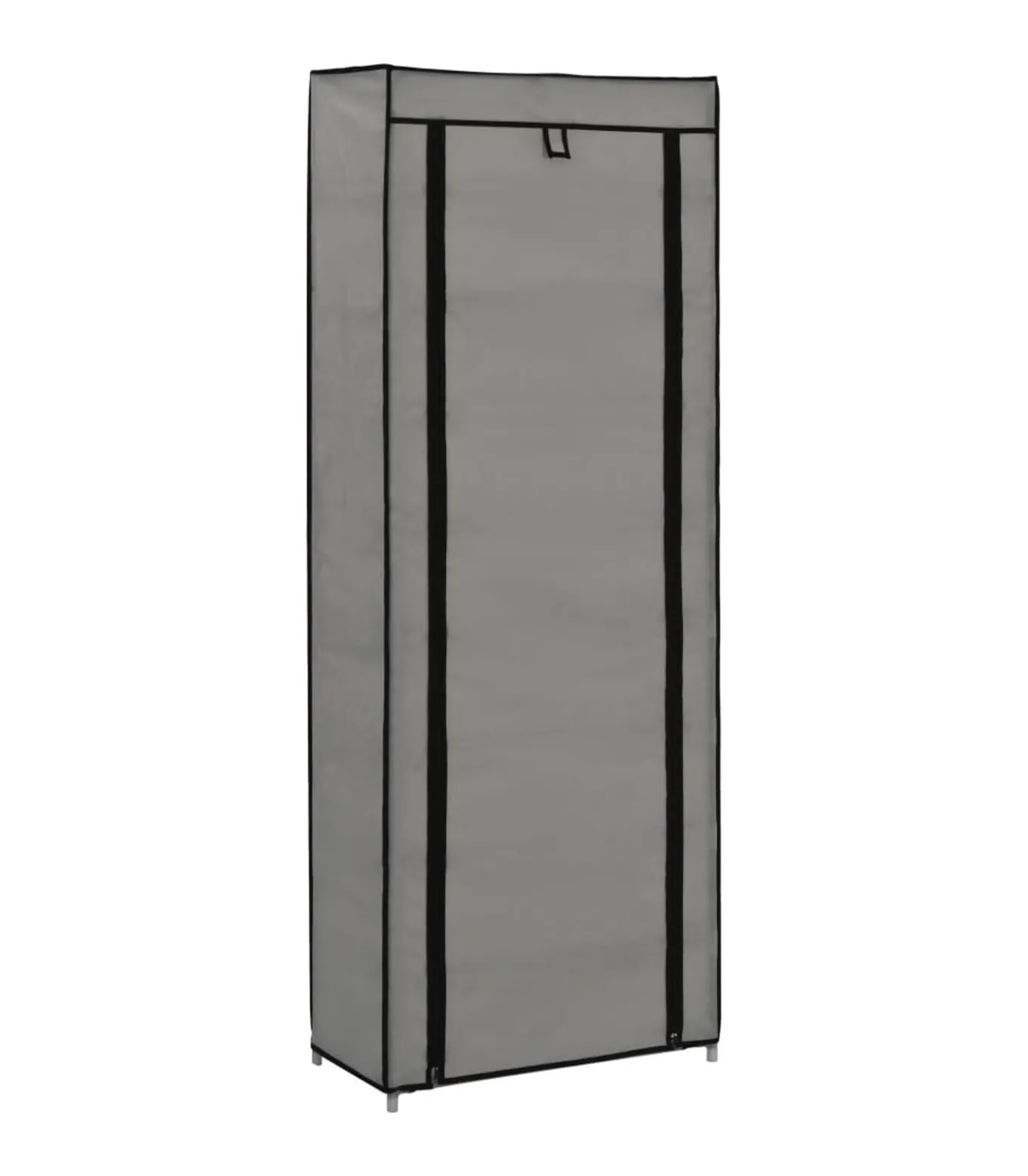 Schoenenkast met hoes 57x29x162 cm stof grijs