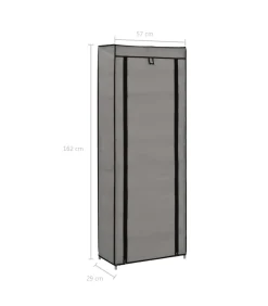 Schoenenkast met hoes 57x29x162 cm stof grijs