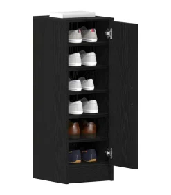 Schoenenkast met plank Zwart eiken 32 x 35 x 92 cm Bewerkt hout