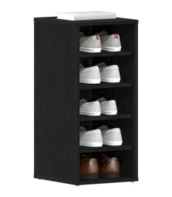 Schoenenkast met plank Zwart eiken 32 x 35 x 70 cm Bewerkt hout