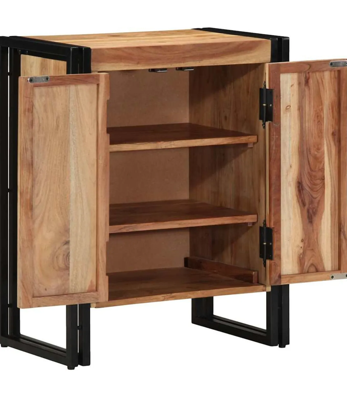 Schoenenkast met plank Zwart 30 x 30 x 40 cm Massief acaciahout