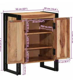 Schoenenkast met plank Zwart 30 x 30 x 40 cm Massief acaciahout