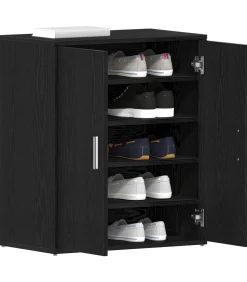 Schoenenkast met plank Zwart eiken 60 x 35 x 70 cm Bewerkt hout