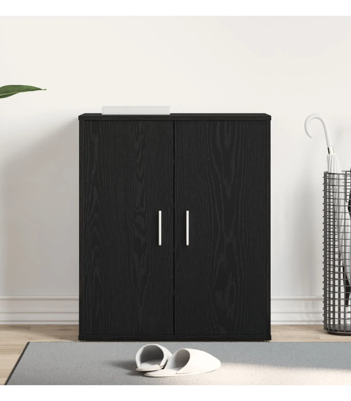 Schoenenkast met plank Zwart eiken 60 x 35 x 70 cm Bewerkt hout