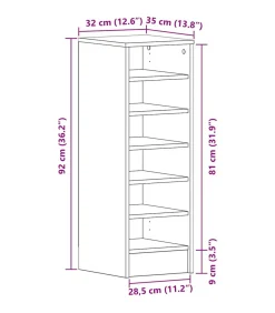 Schoenenkast met plank Zwart eiken 32 x 35 x 90 cm Bewerkt hout