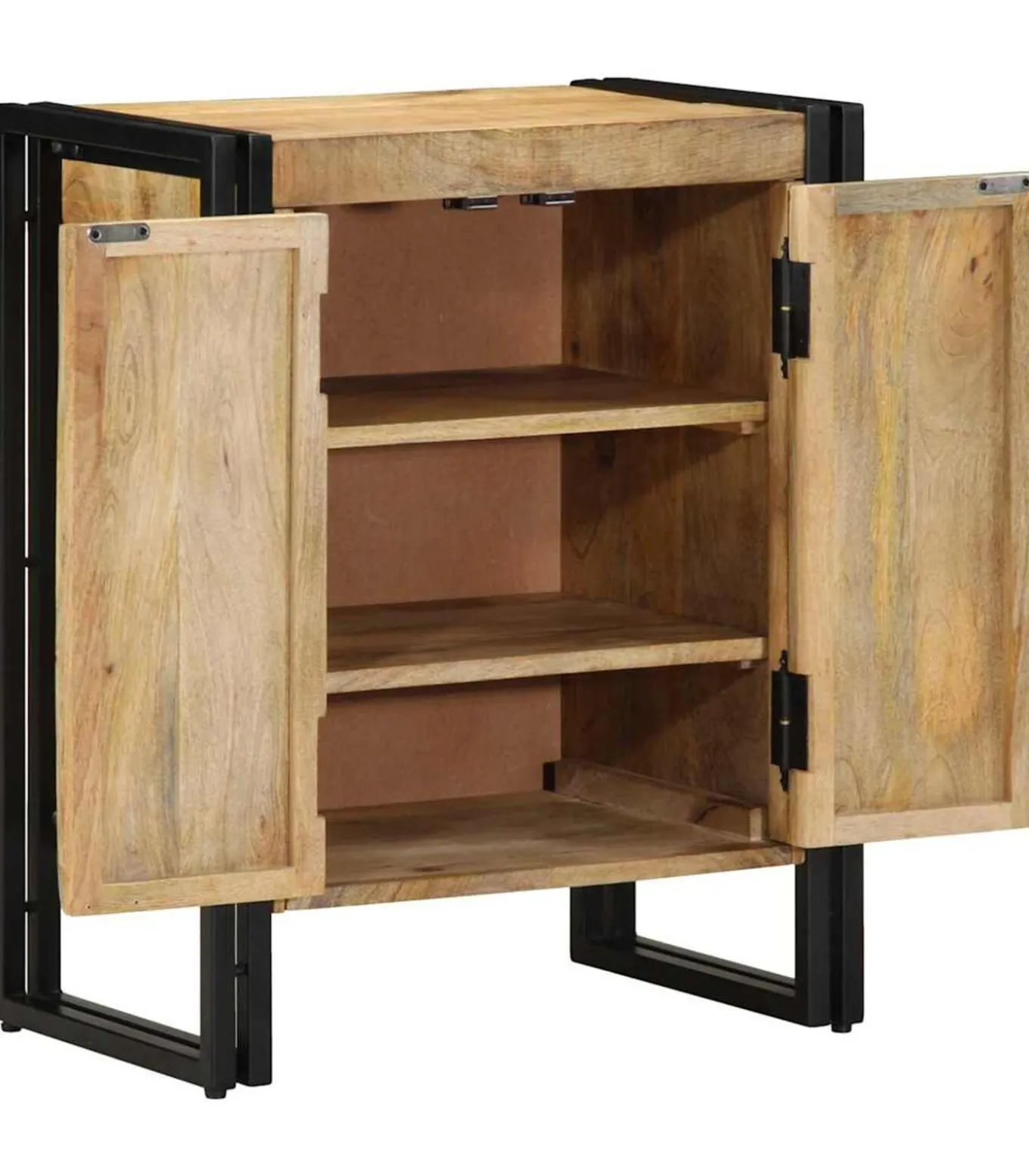 Schoenenkast met plank Zwart 30 x 30 x 40 cm Massief mangohout