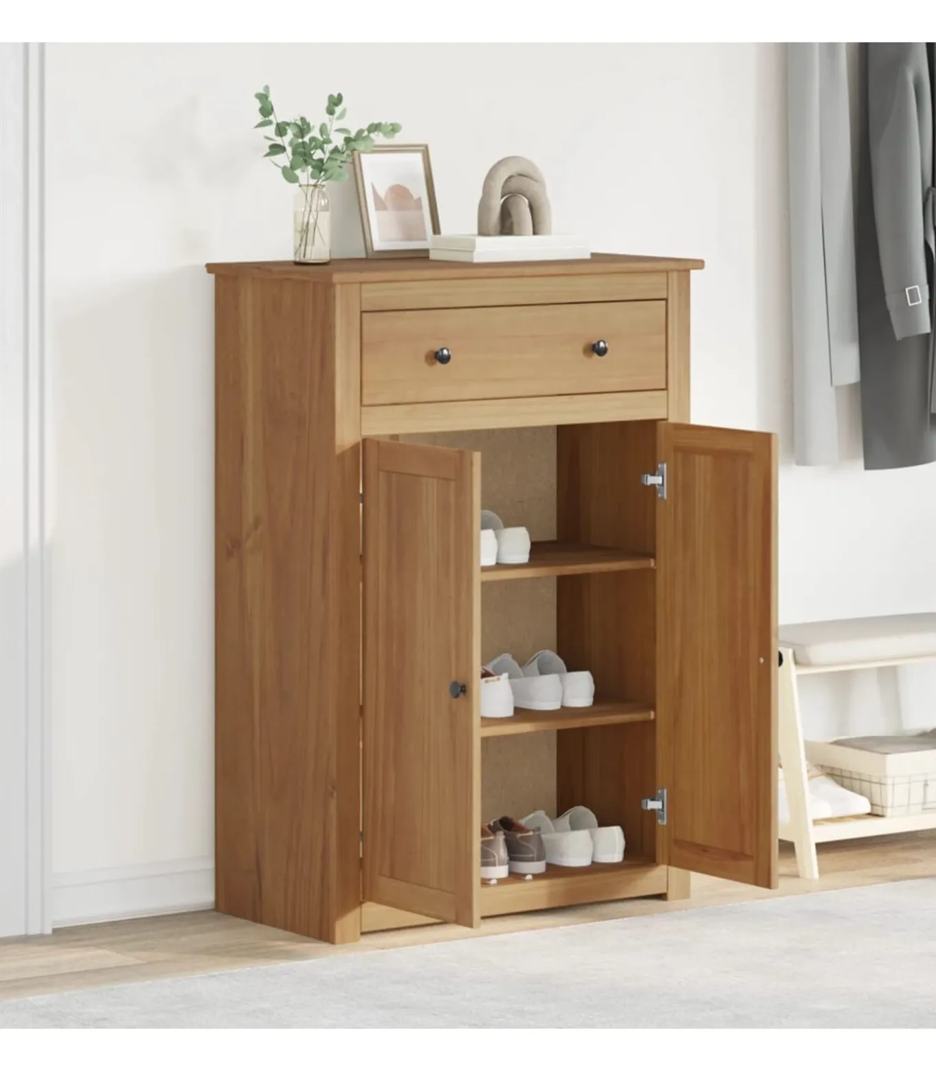 Schoenenkast Panama 80x40x114 cm massief grenenhout