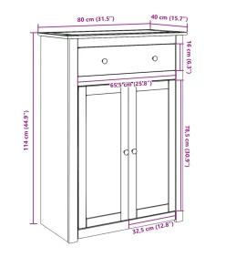 Schoenenkast Panama 80x40x114 cm massief grenenhout