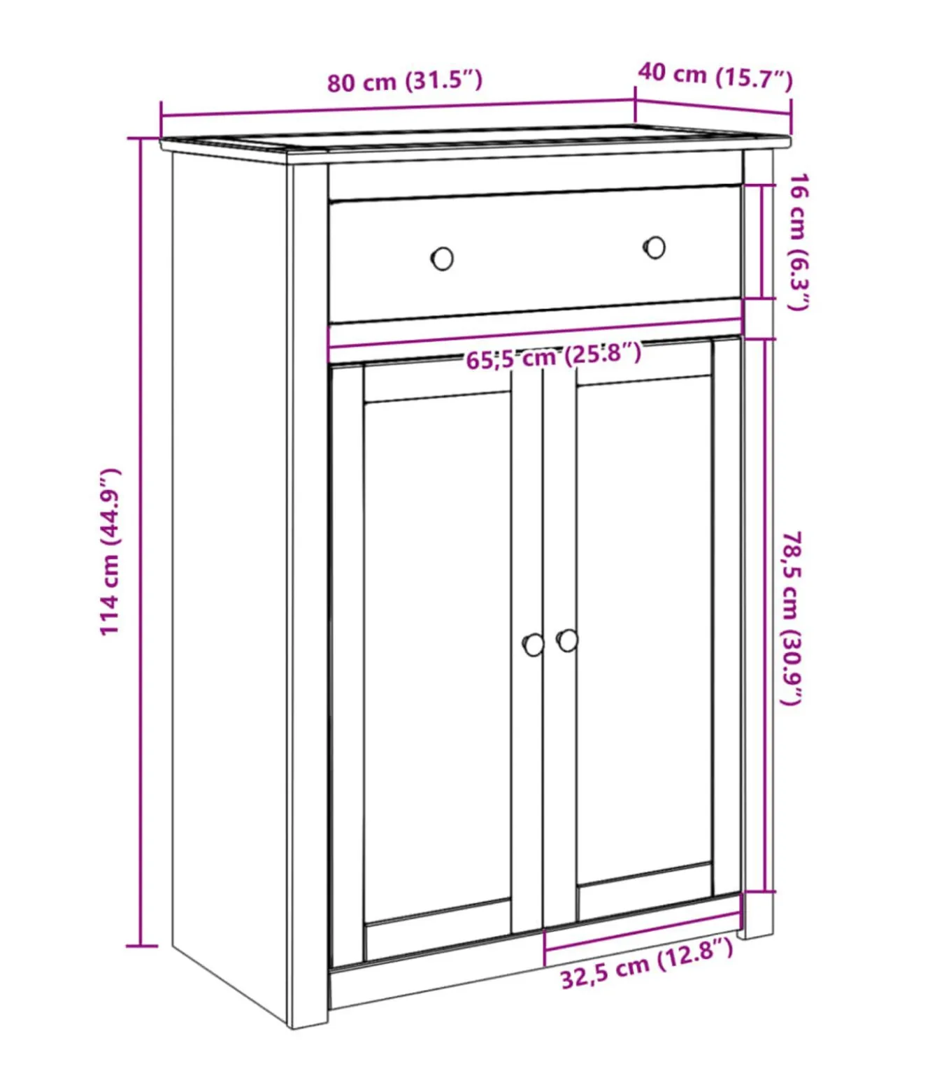 Schoenenkast Panama 80x40x114 cm massief grenenhout