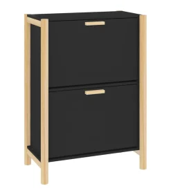 Schoenenkast 57,5x33x80 cm bewerkt hout zwart