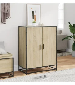 Schoenenkast 75x38x97,5 cm bewerkt hout en metaal sonoma eiken