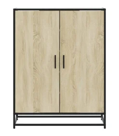 Schoenenkast 75x38x97,5 cm bewerkt hout en metaal sonoma eiken
