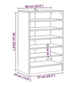 Schoenenkast 60x35x92 cm bewerkt hout sonoma eikenkleurig