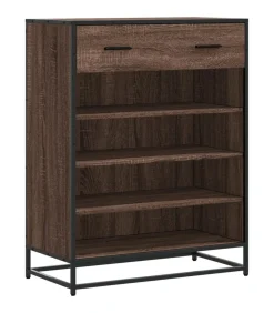 Schoenenkast 75x38x97,5 cm bewerkt hout en metaal bruin eiken