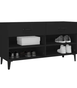 Schoenenkast 102x35x55 cm bewerkt hout zwart