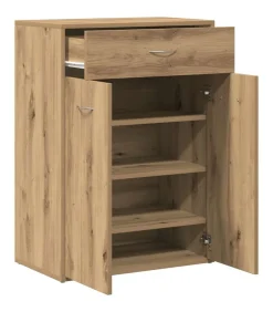 Schoenenkast 60x35x84 cm bewerkt hout artisanaal eikenkleur