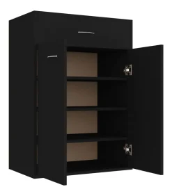 Schoenenkast 60x35x84 cm bewerkt hout zwart