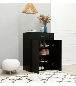 Schoenenkast 60x35x84 cm bewerkt hout zwart