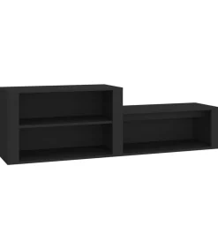 Schoenenkast 150x35x45 cm bewerkt hout zwart