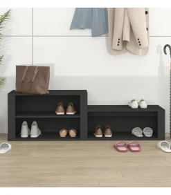 Schoenenkast 150x35x45 cm bewerkt hout zwart