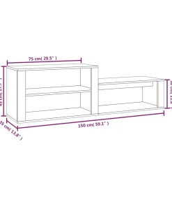 Schoenenkast 150x35x45 cm bewerkt hout zwart