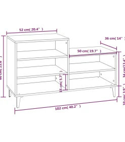 Schoenenkast 102x36x60 cm bewerkt hout sonoma eikenkleurig