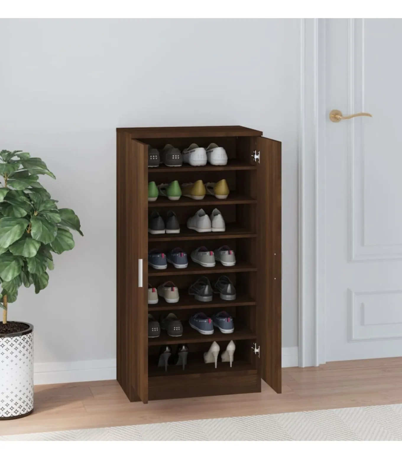 Schoenenkast 55x35x108 cm bewerkt hout bruin eikenkleur