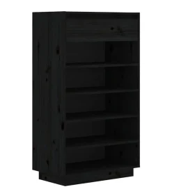 Schoenenkast 60x34x105 cm massief grenenhout zwart