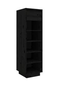 Schoenenkast 34x30x105 cm massief grenenhout zwart