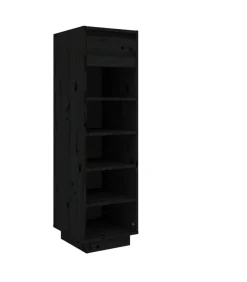 Schoenenkast 34x30x105 cm massief grenenhout zwart