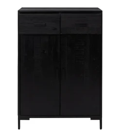 Schoenenkast 75x40x110 cm massief grenenhout zwart