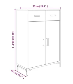 Schoenenkast 75x40x110 cm massief grenenhout zwart