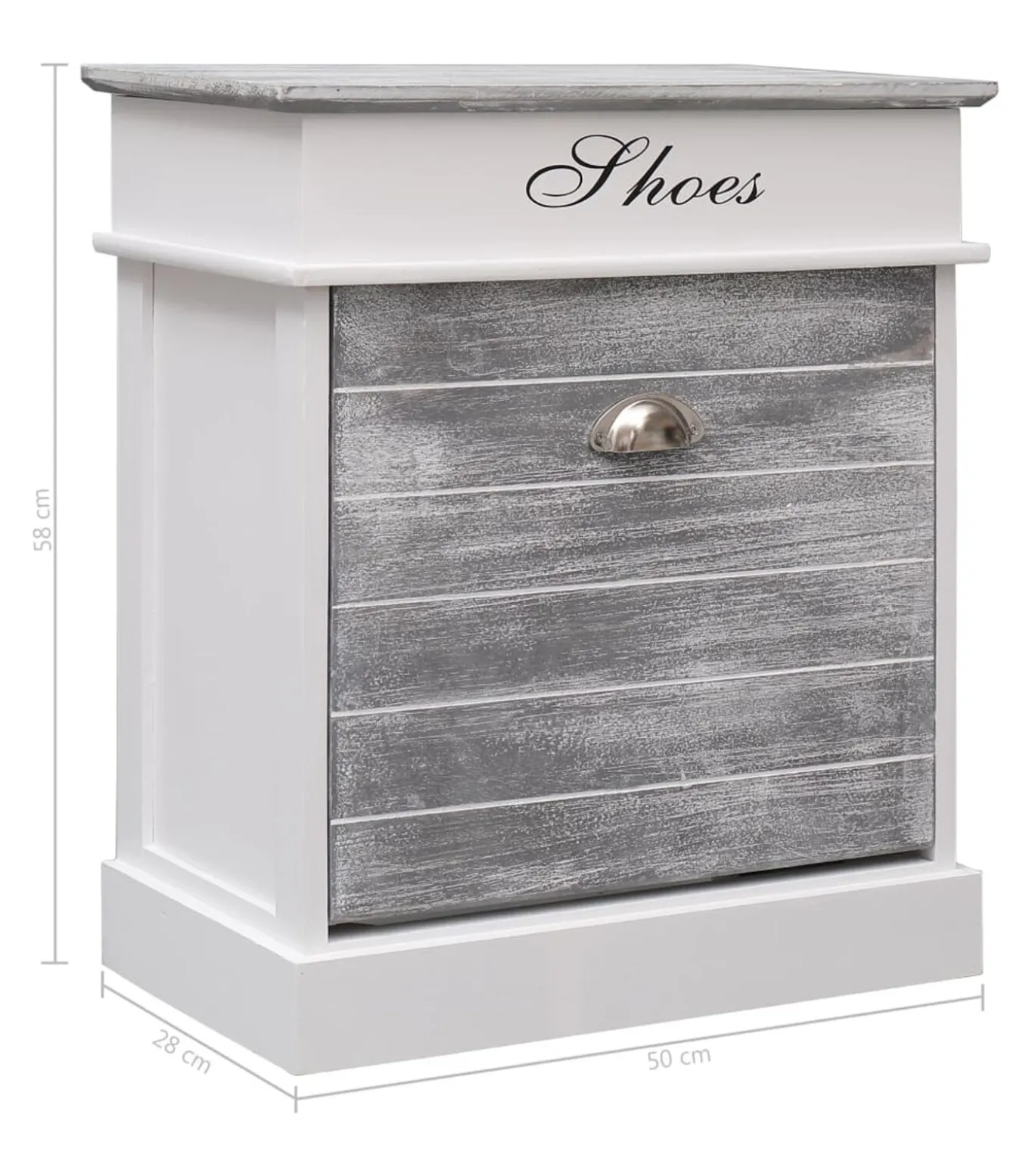 Schoenenkast 50x28x58 cm paulowniahout grijs