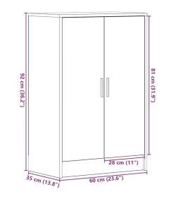 Schoenenkast 60x35x92 cm spaanplaat zwart eikenkleurig
