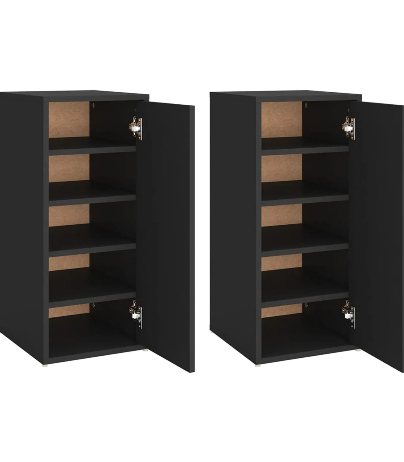 Schoenenkasten 2 st 32x35x70 cm spaanplaat zwart