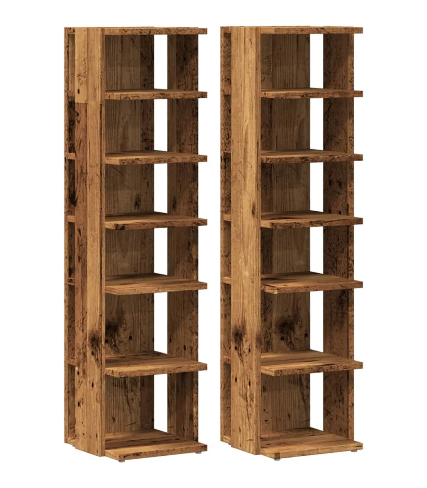 Schoenenkasten 2 st 28x27x102 cm bewerkt hout oud houtkleurig