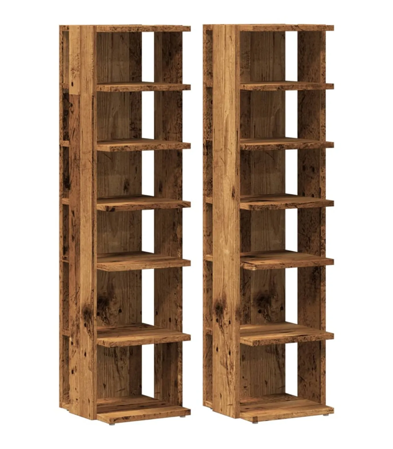 Schoenenkasten 2 st 28x27x102 cm bewerkt hout oud houtkleurig