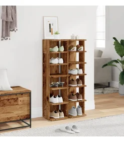 Schoenenkasten 2 st 28x27x102 cm bewerkt hout oud houtkleurig
