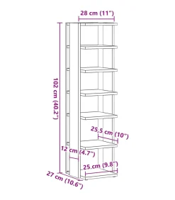 Schoenenkasten 2 st 28x27x102 cm bewerkt hout oud houtkleurig