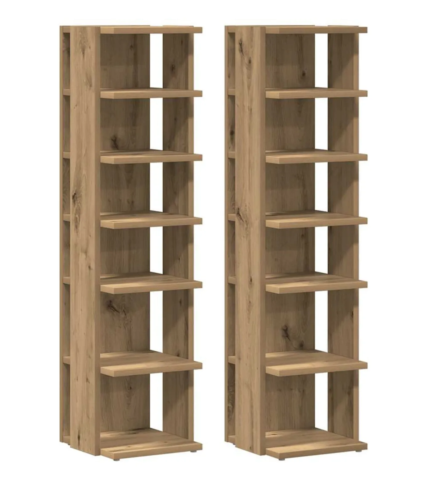 Schoenenkasten 2 st 28x27x102 cm bewerkt hout artisanaal eiken