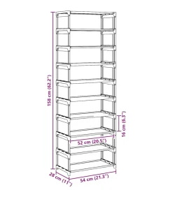 Schoenenrek 10-laags 54x28x158 cm nonwoven stof grijs