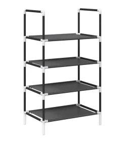 Schoenenrek 4-laags 44x28x77 cm nonwoven stof zwart