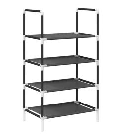 Schoenenrek 4-laags 44x28x77 cm nonwoven stof zwart