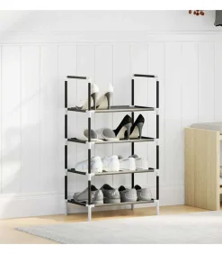 Schoenenrek 4-laags 44x28x77 cm nonwoven stof zwart