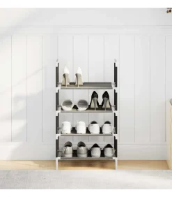 Schoenenrek 4-laags 44x28x77 cm nonwoven stof zwart