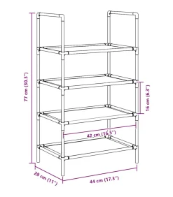 Schoenenrek 4-laags 44x28x77 cm nonwoven stof zwart