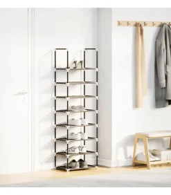 Schoenenrek 8-laags 44x28x145 cm nonwoven stof zwart